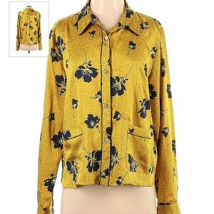 Rebecca Minkoff yellow printed button up blouse